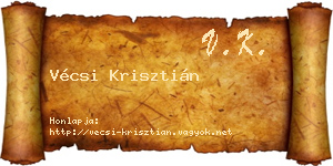 Vécsi Krisztián névjegykártya